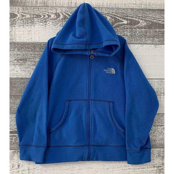 The North Face Polartec Classic Boys Small 7/8yrs Hooded Fleece Blue Zip Jacket - Picture 1 of 13